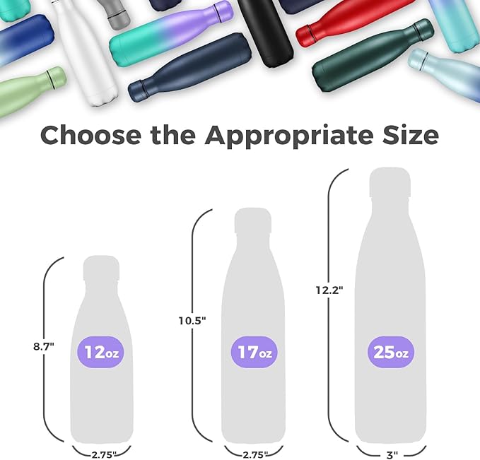 Volhoply 17oz Stainless Steel Water Bottles Bulk, Leakproof Insulated Metal - Image 2