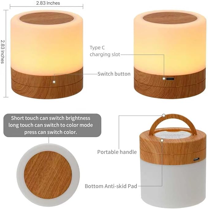 Nursery Night Light for Kids, USB Rechargeable Small Desk Lamp, 13 RGB Colors & - Image 3