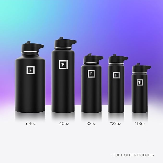 IRON °FLASK Camping & Hiking Hydration Flask - 40 oz Midnight Black - Image 6