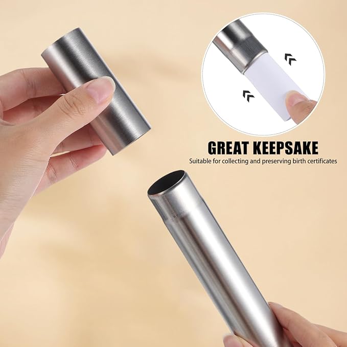 DOITOOL Stainless Steel Cylinder Box 11.8 Inch Document Storage Tube - Image 2