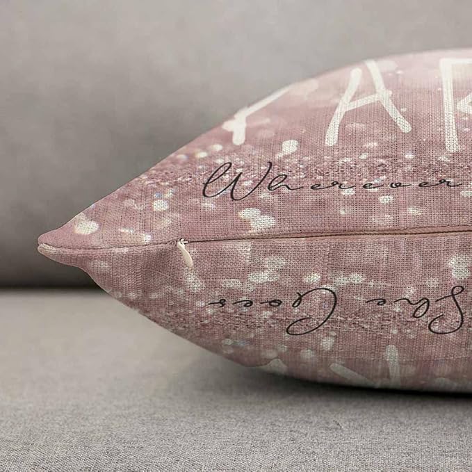 TKS MITLAN Sparkle Pillow Covers 12x20 Inch Glitter Pink She Leaves A Little - Image 5