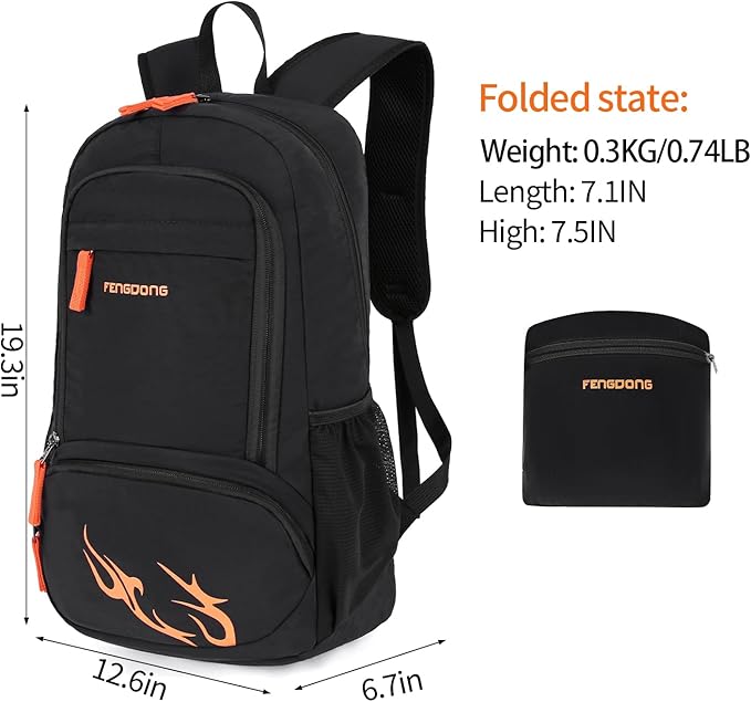 FENGDONG 35L Lightweight Foldable Waterproof Packable Travel Small Hiking - Image 2
