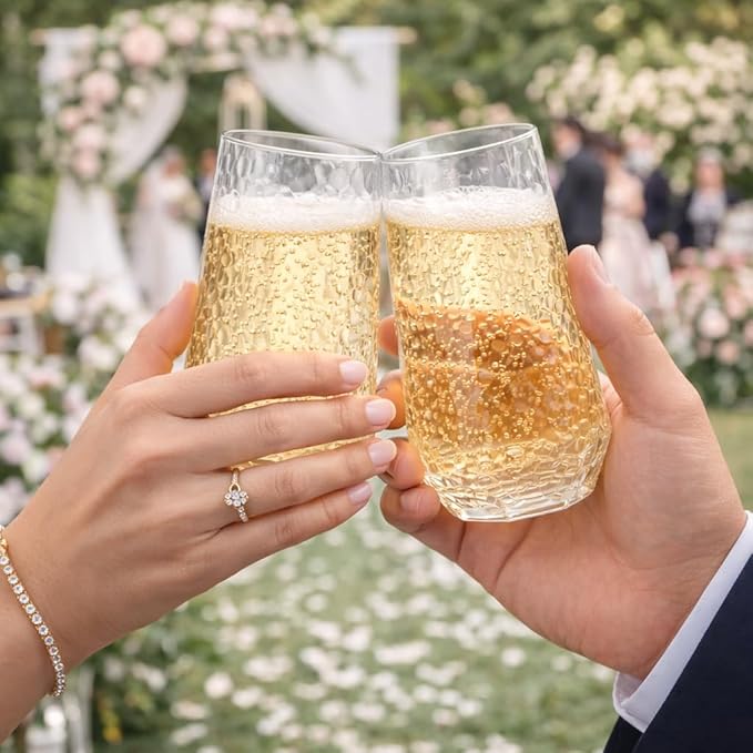 Oojami 48 Pack Plastic Champagne Flutes Disposable Stemless, 24 x 9oz Flutes & - Image 7