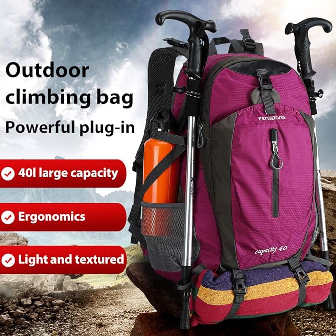 FENGDONG 40L Waterproof Lightweight Outdoor Daypack Hiking, Travel Backpack - Image 5