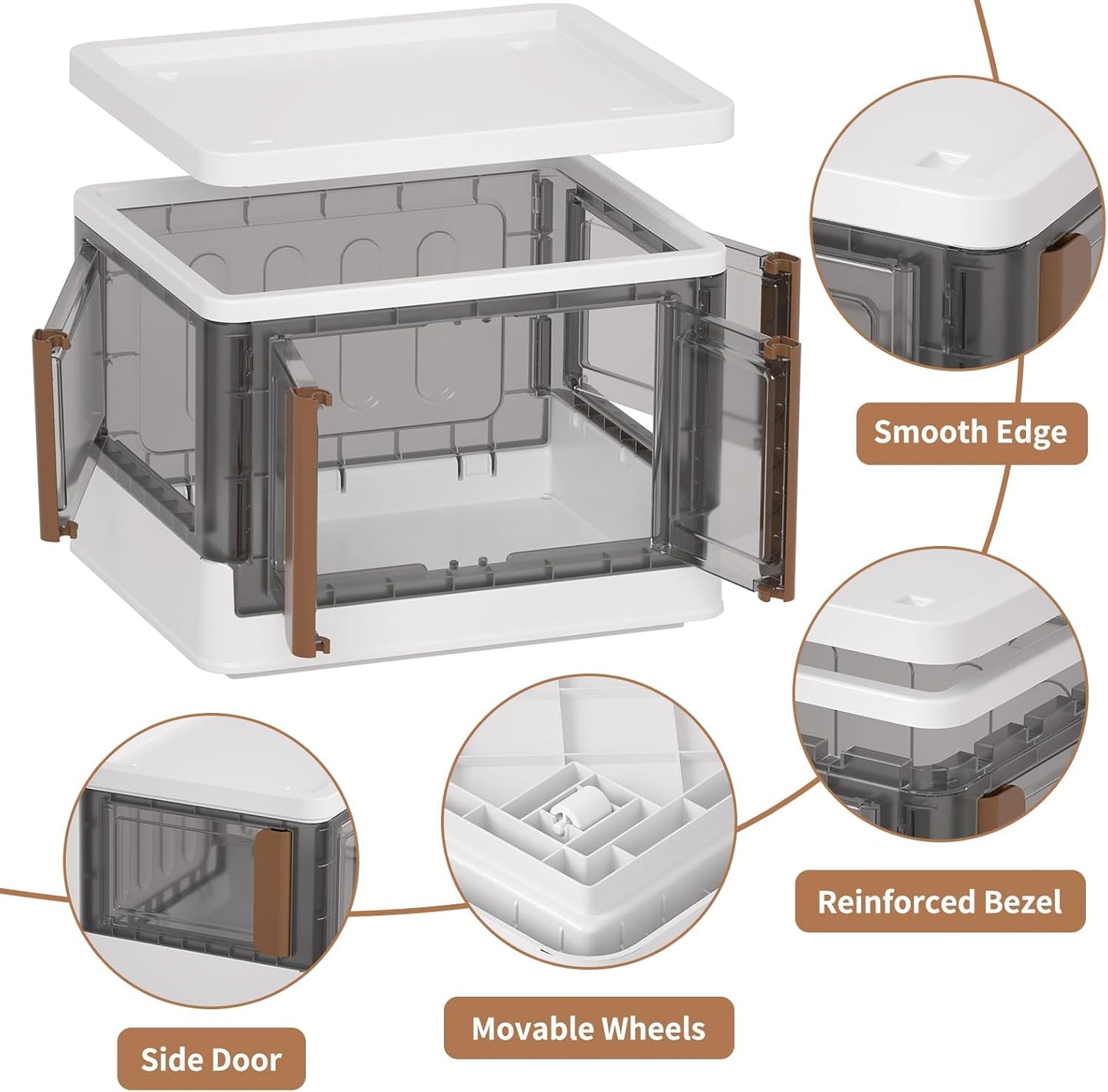 HAIXIN Cube Storage Bins with Lids, organization and storage with 4 Doors, Stackable Storage Containers, 6.86 Gal Collapsible Closet Organizer, 1 Pack