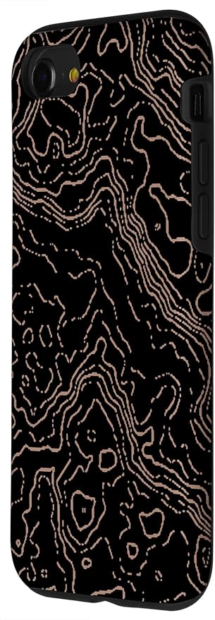 Topography Black & Brown Abstract Pattern Topographic Map Case - Image 2