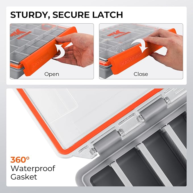 KastKing HyperSeal Waterproof Tackle Box, Waterproof 3600 and 3700 Tackle Trays - Image 3