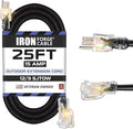 Iron Forge Cable 12 Gauge Outdoor Extension Cord 25 Ft, SJTOW 12/3 Heavy Duty by IronForgeCable