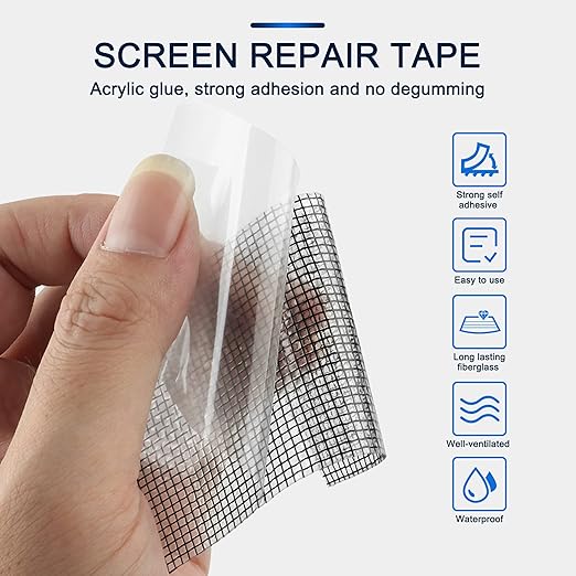 SANKEMU Screen Repair Tape, Extra Wide 16FT, Adhesive & Waterproof, Fiberglass - Image 2