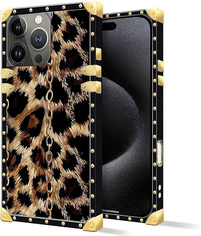 Compatible with iPhone 16 Pro Case, Seamless Gold Chain Leopard Luxury Golden - Image 2