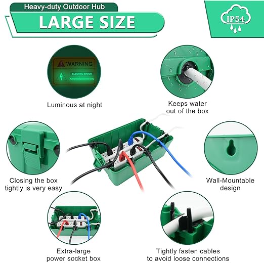 NineLeaf IP54 Waterproof Electrical Box, Outdoor Weatherproof Plug Cover - Image 3