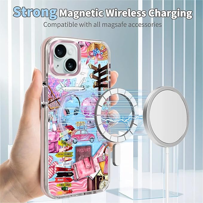 Case for iPhone 15, Cover Holiday Trip World Map Phone Case Design，for Women - Image 4