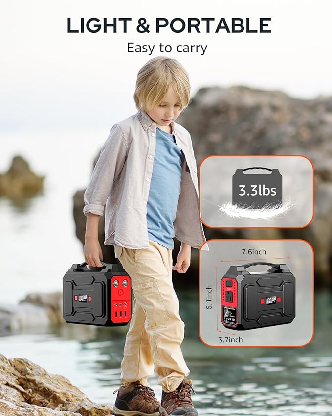 Portable Power Station Bank 146Wh 200W Peak, Solar Powered Power Bank - Image 6