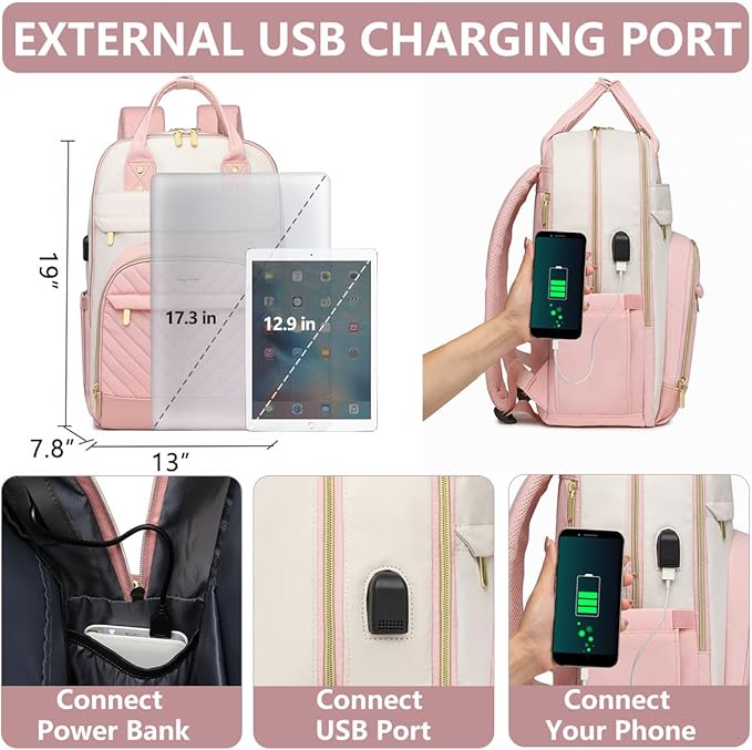 Backpack for Women Laptop Bag: Work Travel Backpacks Fits 17 inch Computer - Image 4