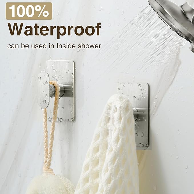 pickpiff Adhesive Towel Hooks for Bathroom: 20LB Extra Strong Wall Hanger for - Image 6