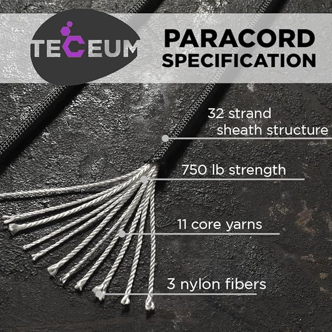 TECEUM 5/32" Paracord Rope 1000 – 1000ft / 200ft / 100ft / 50ft – Tactical - Image 2