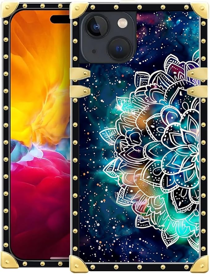 Compatible with iPhone 15 Case, Starry Sky Colourful Mandala Luxury Golden by Unknown