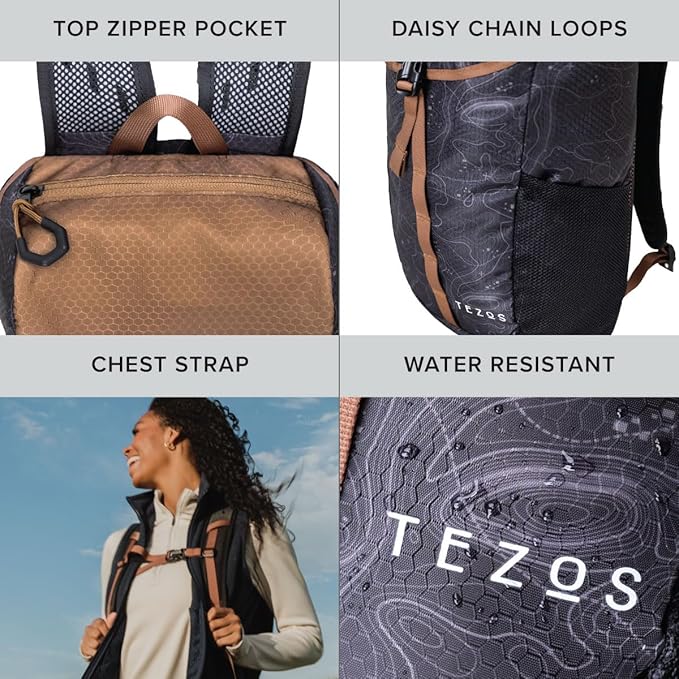 Tezos Juniper Daypack, Lightweight Hiking Backpack and Hydration Pack - Image 3