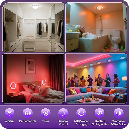 2 Pack Motion Sensor Rechargeable Shower Lights - Image 2