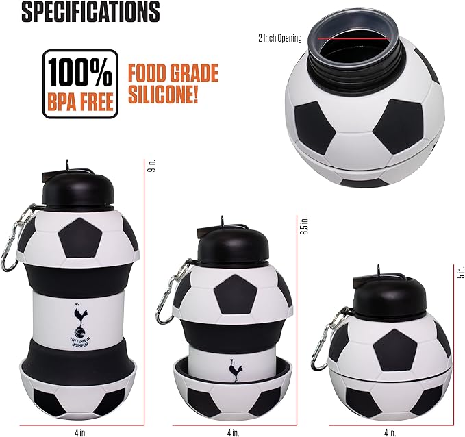 Maccabi ART Tottenham Clip-On Collapsible 1 Liter, 34 oz. size BPA-Free - Image 5