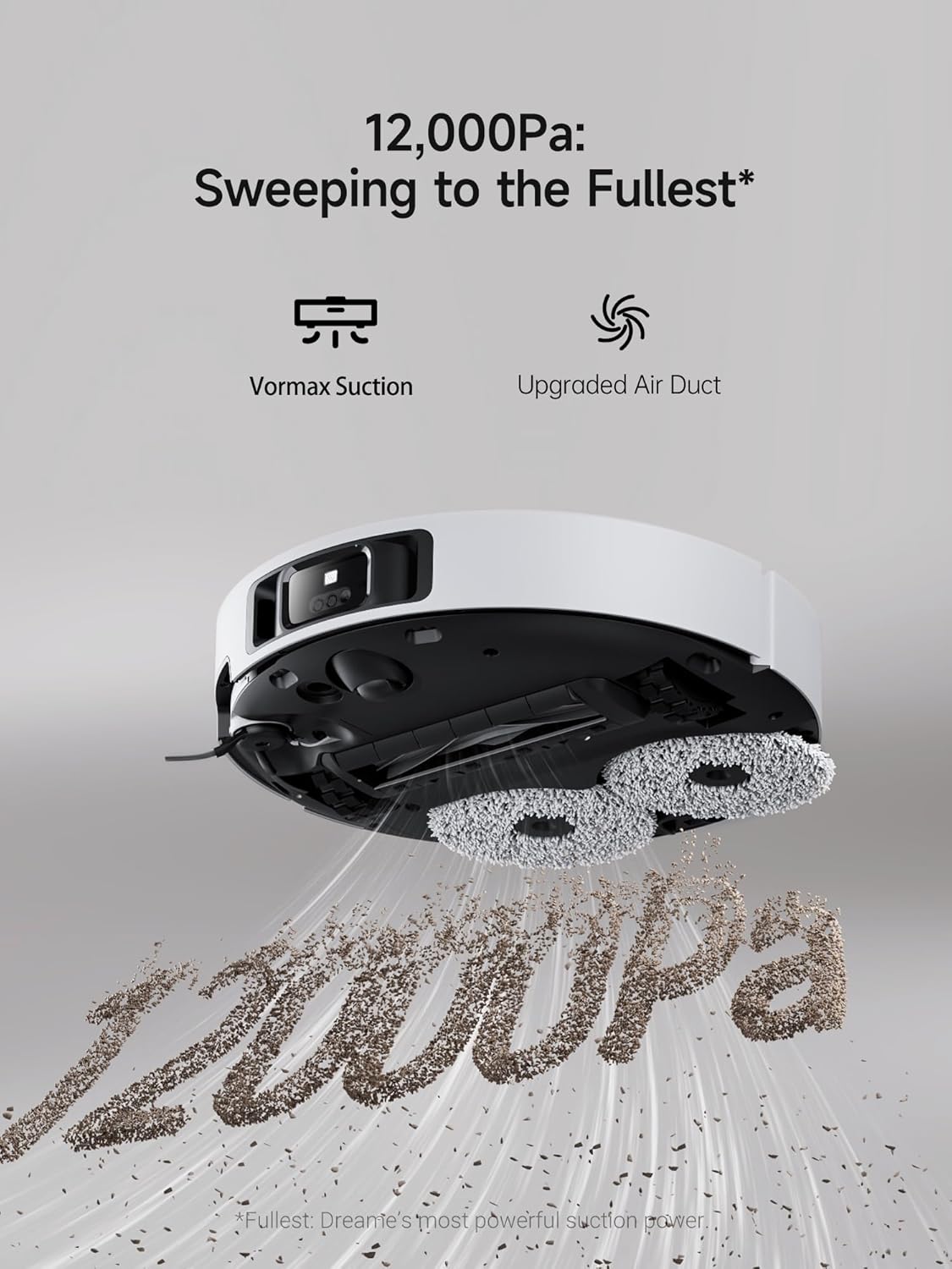 DREAME X40 Ultra Robotic Vacuum with Removable & Liftable Mop, 12,000Pa Suction, Side Brush Extensive Cleaning, 158°F Mop & Washboard Self Cleaning, Auto-Empty, Auto Refill, liftable Brushes White