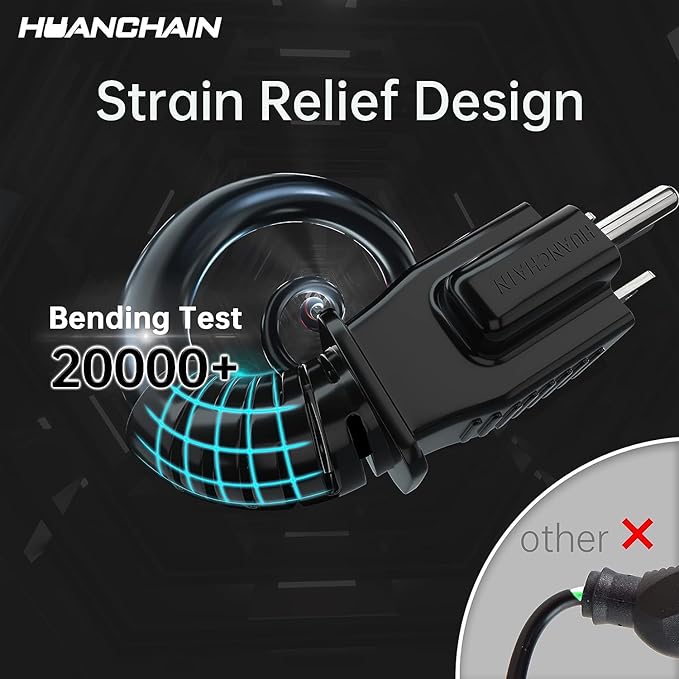 HUANCHAIN Indoor Outdoor Black Extension Cord 6 ft Waterproof, 16/3 Gauge - Image 2