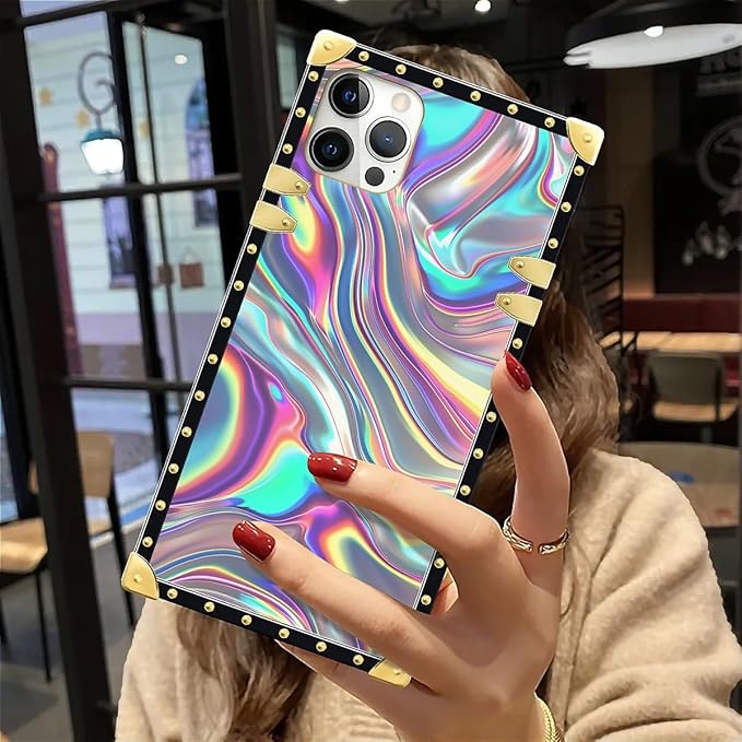Compatible with iPhone 12 Case, Holographic Abstract Iridescent Textures Luxury - Image 6