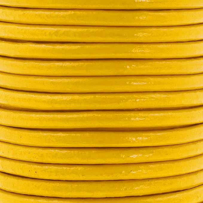 Mandala Crafts Round Genuine Mustard Yellow Leather Cord - Image 3