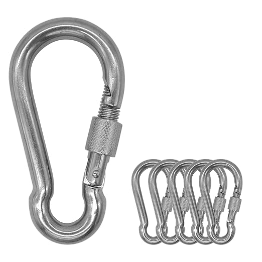 304 Stainless Steel Carabiners -3.15 inch Heavy Duty, Durable & Rust-Free Clips by Outmate