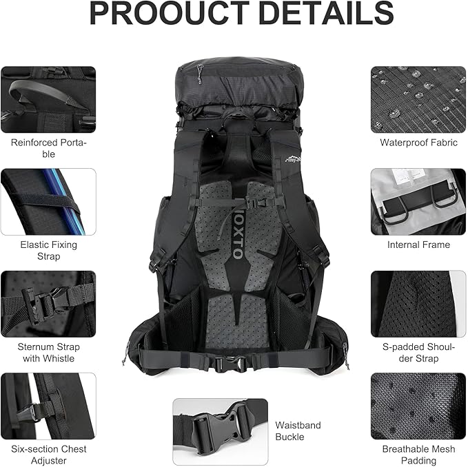 IX INOXTO 55L Internal Frame Waterproof Hiking Camping Backpack - Image 5