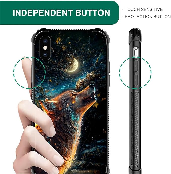 for iPhone Xs Max Case, Star Cave Hungry Wolf Pattern Graphic Design Girl Boy - Image 6