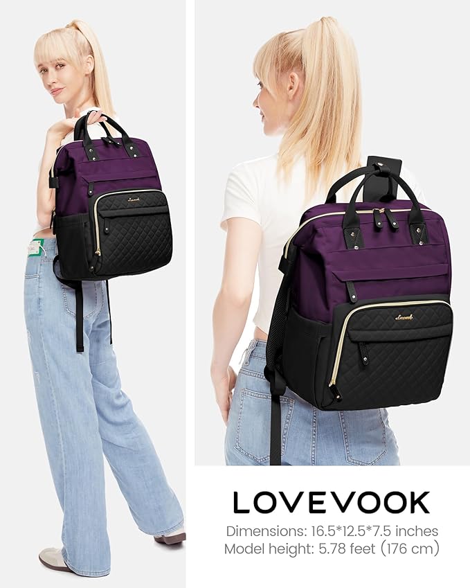 LOVEVOOK Laptop Backpack for Women, 15.6 inch Waterproof Nurse Bag Teacher Work - Image 2