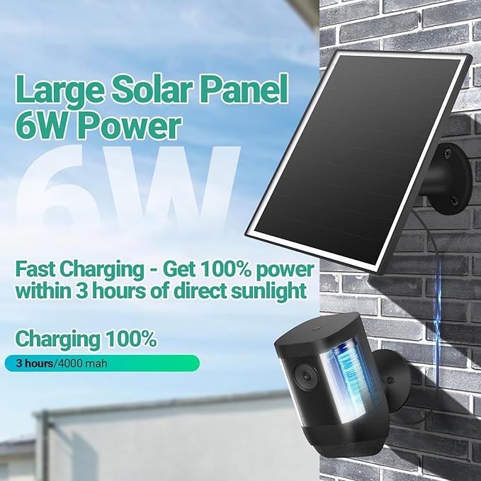 2 Pack Solar Panel for Ring Camera, 6W Solar Charger - Image 4