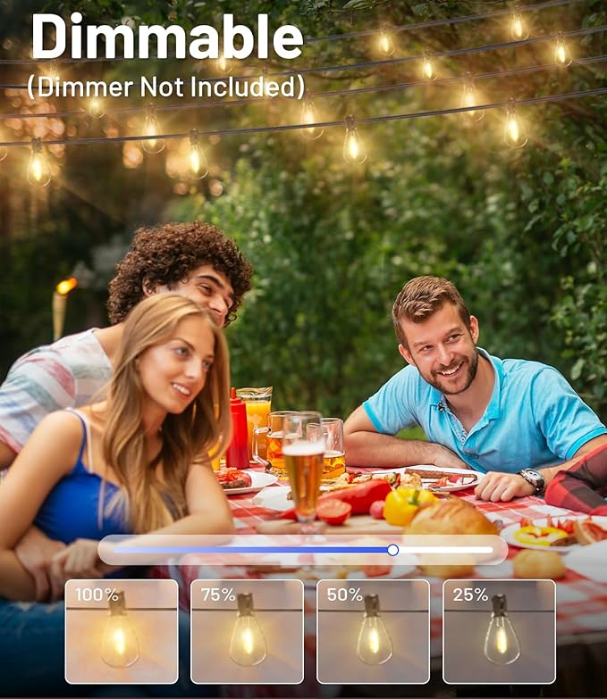 Tenmiro 120FT Outdoor String Lights, Ultra Long Waterproof 30+2 Edison - Image 2