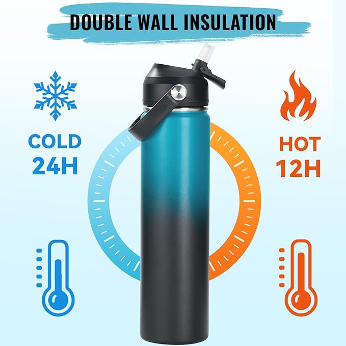 Fijinhom 24oz Insulated Stainless Steel Water Bottle, Wide Mouth Double Wall - Image 5