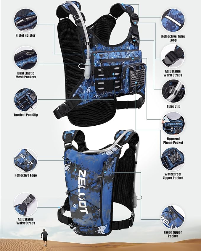 Zelvot Running Vest with 2L Water Bladder, Hydration Backpack, U.S. Original - Image 4