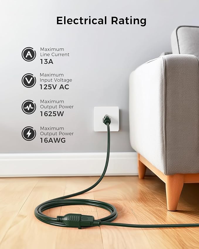 Cable Matters 2-Pack 16 AWG Heavy Duty 13A Power Extension Cord - 10ft - Image 6
