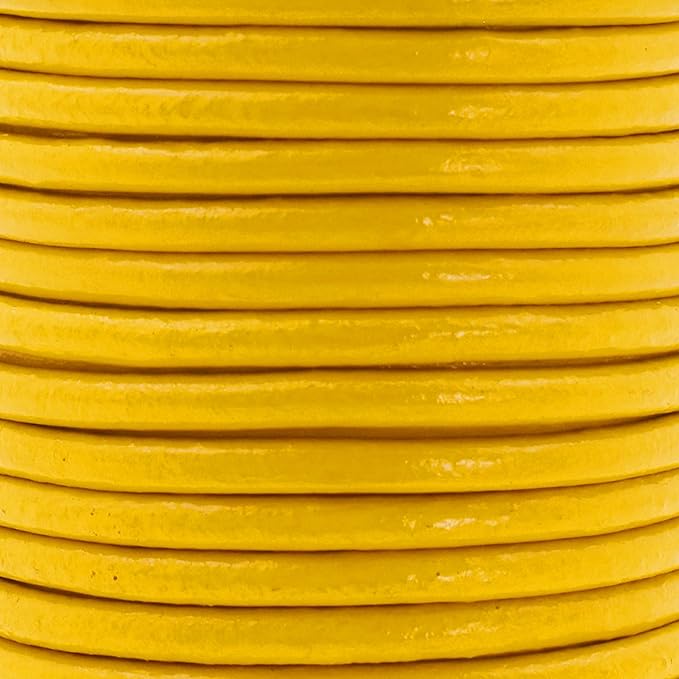 Mandala Crafts Round Genuine Mustard Yellow Leather Cord - Image 3