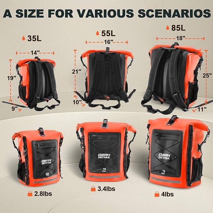 OSAH DRYPAK Waterproof Backpack Dry Bag 35L/55L/85L – Heavy Duty Roll-Top - Image 2