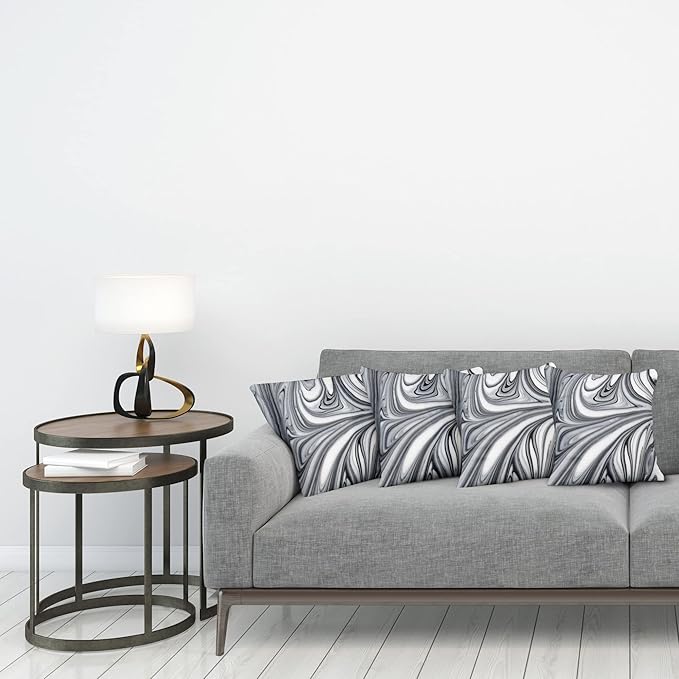 Ambesonne Abstract Throw Pillow Cushion Case Pack of 4, Mix of White and Black - Image 3