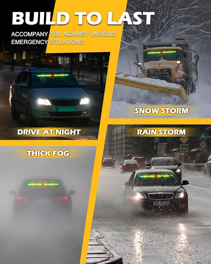 HLauto 604N Emergency Dash Strobe Lights: 2x16.8 inch Green Amber Security - Image 8