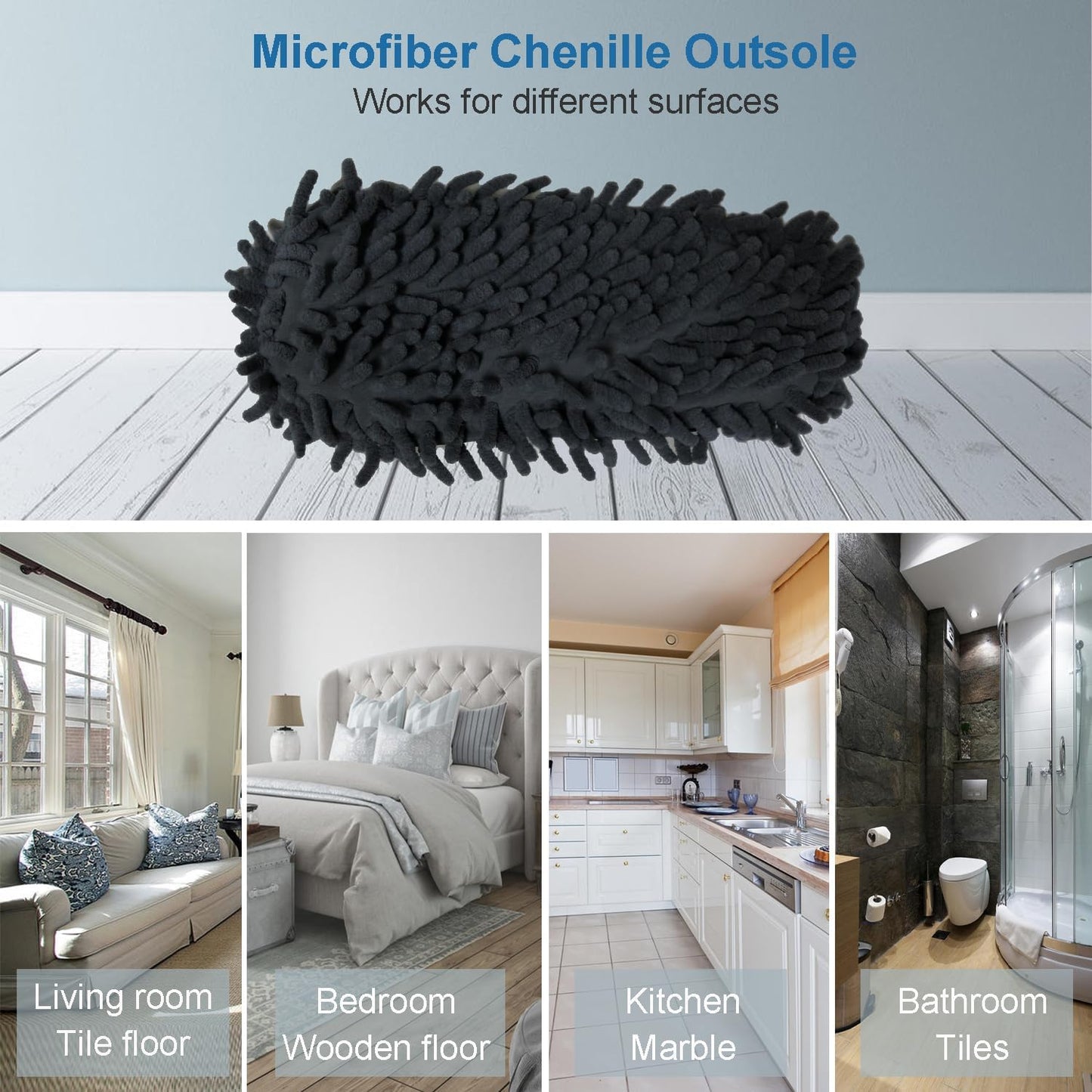 Women's Microfiber Floor Cleaning Mop Slippers with Terry Towel Fabric