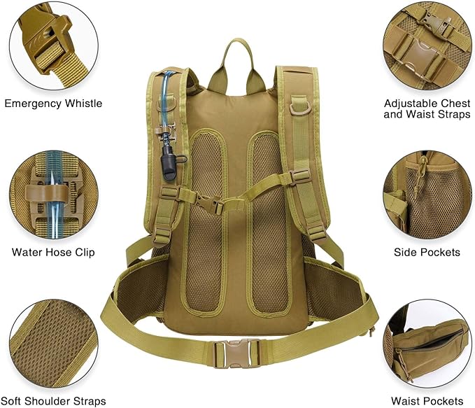 CVLIFE Hydration Backpack with 3L TPU Tactical Water Bladder, 22L Hiking - Image 7
