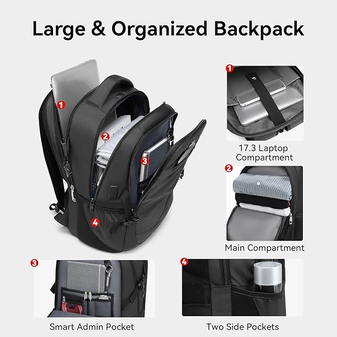 CROSSGEAR Travel Laptop Backpack Anti Theft Fits 17.3 Inch Laptop - Image 4