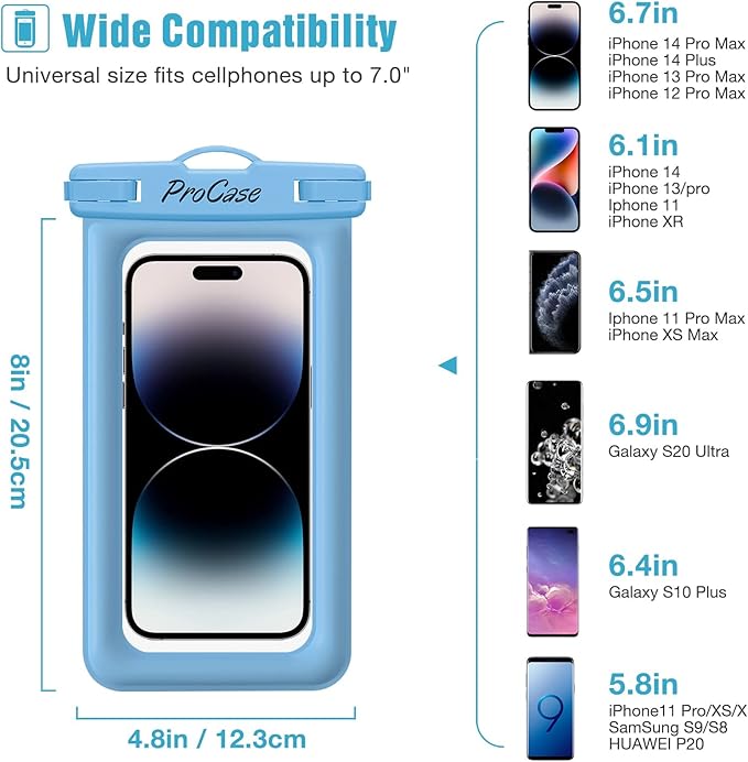 ProCase 2 Pack Floating Waterproof Phone Pouch IPX8, Universal Dry Bag Fits - Image 3
