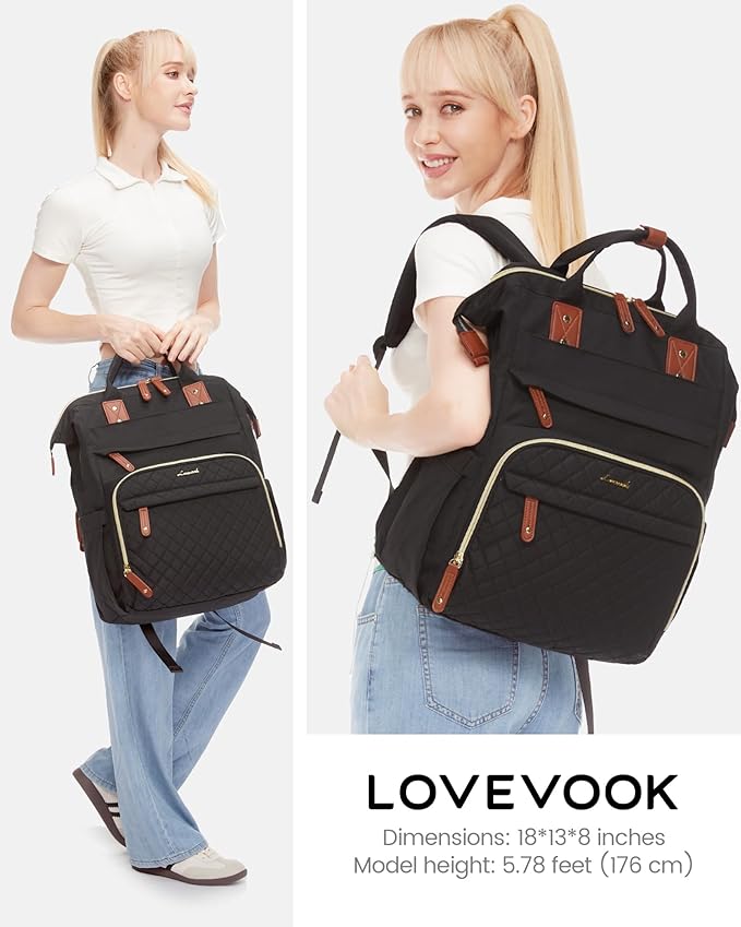LOVEVOOK Laptop Backpack for Women, 17.3'' Waterproof Nurse Bag Teacher Work - Image 4