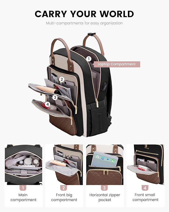 LOVEVOOK Laptop Backpack Purse for Women, 15.6" Laptop Bag for Travel - Image 3