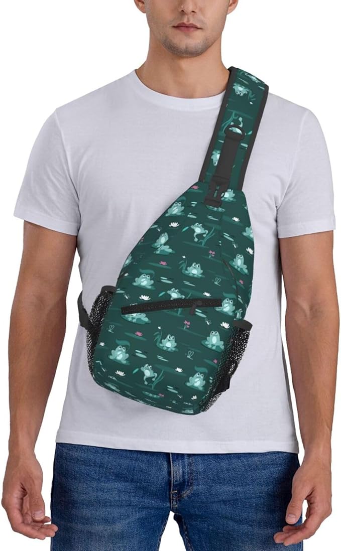 Funny Frogs In The Swamp Sling Bag - Image 7
