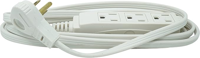 Woods SlimLine Indoor Flat Extension Cord, 8 Ft, 16 Gauge Right Angle Plug by Woods