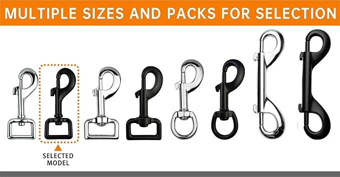 Garwor Heavy Duty Swivel Snap Hooks Black Electrophoresis Coating 3/4" 4 Pcs - Image 5